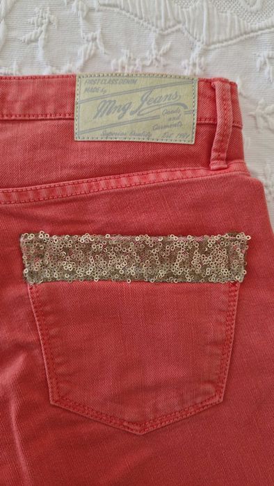 Calças de ganga skinny, Mango, coral, tamanho 36