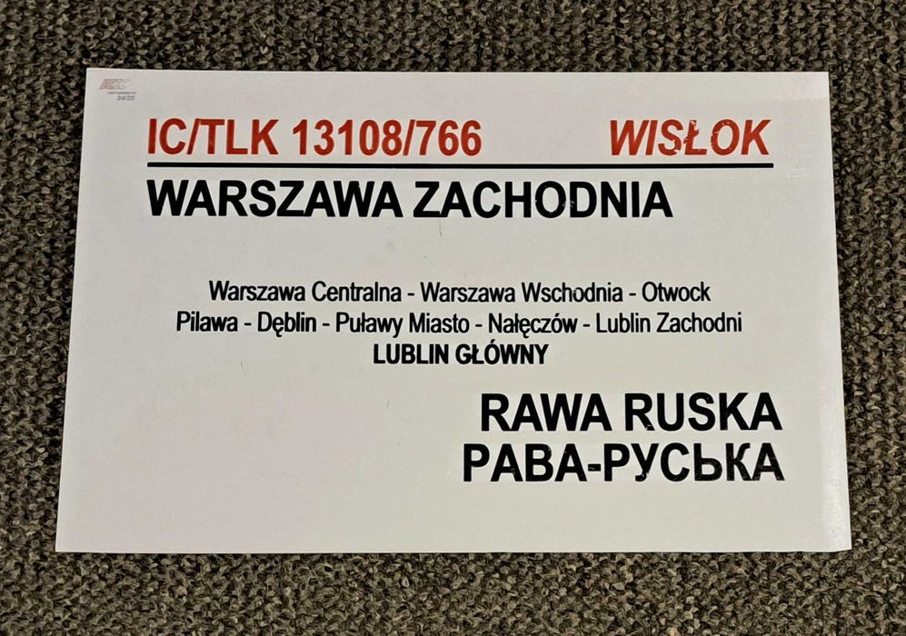 IC / TLK Wisłok (Rawa Ruska / Рава-Руська) - Tablica Relacyjna PKP
