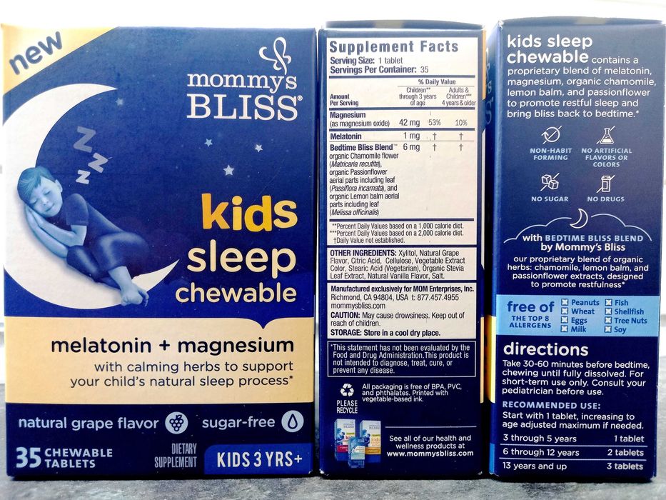 Mommys Bliss, Kids Sleep, Melatonin + Magnesium (35 ж/таб.), для детей