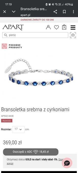 Srebrna bransoletka z cyrkoniami