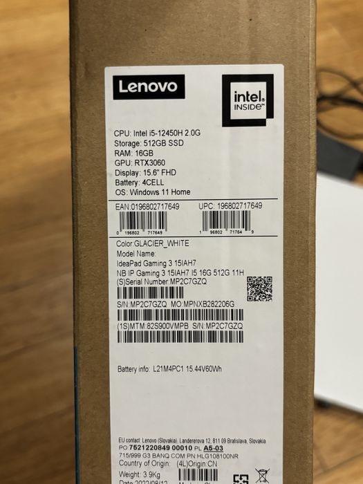 Laptop Lenovo IdeaPad Gaming 3 15IAH7 i5 16G rtx 3060