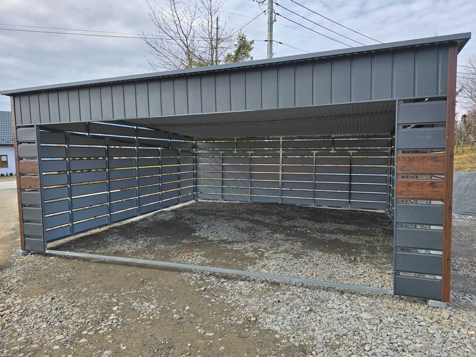 Nowoczesny carport, wiata samochodowa 6x6 Konstrukcja ocynk