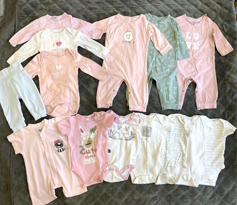 Пакет вещей на девочку 68 размер. Боди, человечки, платье