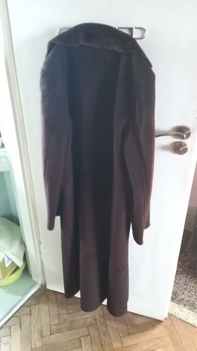 Płaszcz zimowy kożuch 123 Un Deux Trois brąz zamsz zamszowy nowy