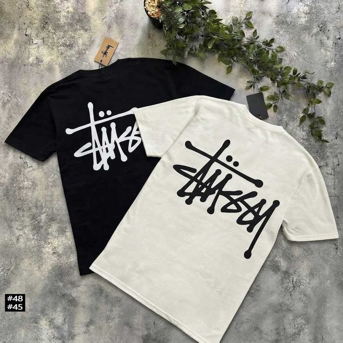 BIG Logo • Новая Футболка STUSSY • Чорна / Біла • СТУССИ Basic • ХS-XXL