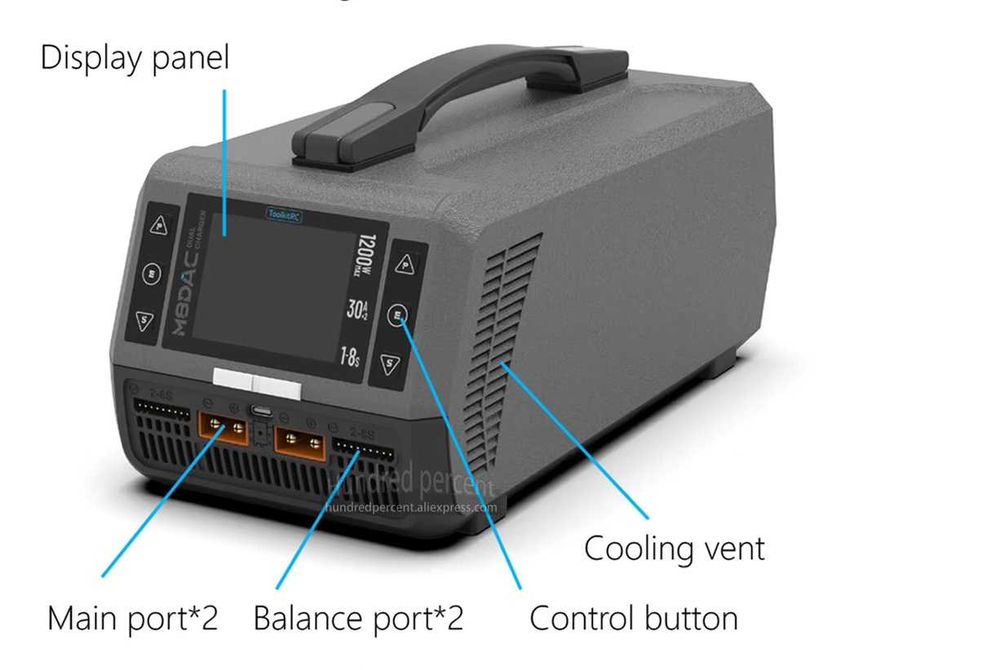 Блок живленя ToolkitRC M8DAC 1-8S 1200W (2 x 600W 30A)