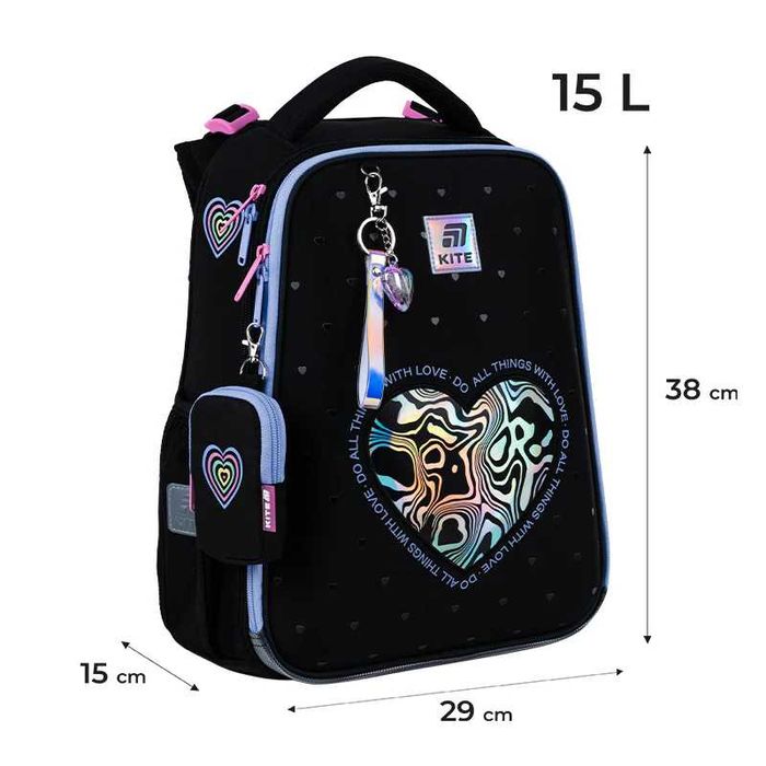 New 2025. Рюкзак шкільний Kite Education Love is на зріст 130-145см