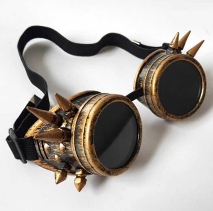 Okulary Steampunk z kolcami / antyczne złoto Nowe Halloween