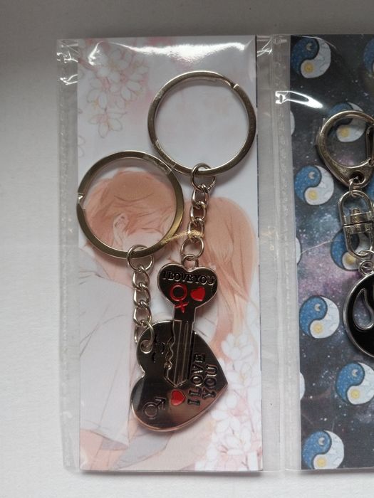 2X Porta Chaves Namorados pendente yin yang love you amor seta coracao