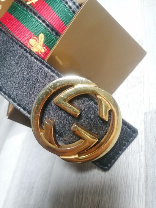 Pasek Gucci czarny złota klamra