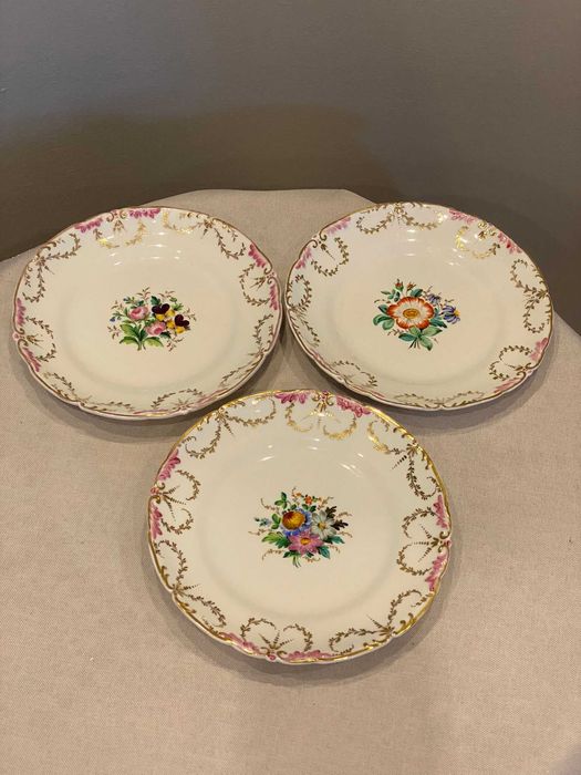 Talerze deserowe, porcelana (I poł. XIX w.) Schumann Moabit SPM Berlin