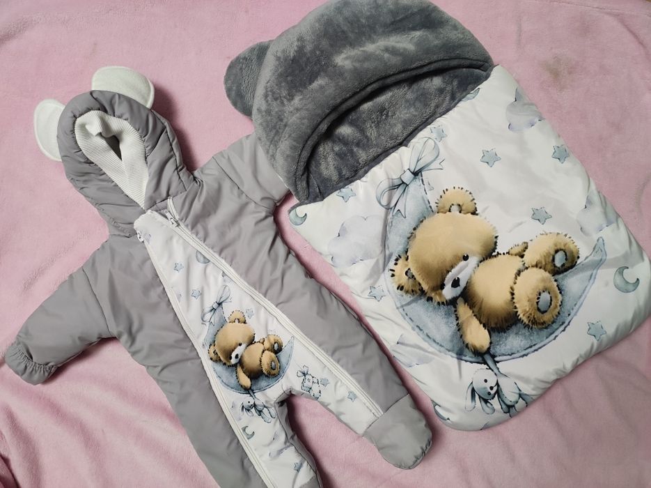 Зимовий конверт та комбінезон для новонародженого