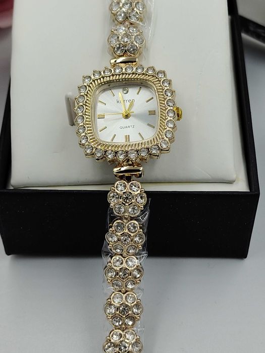 Kurren Ekskluzywny damski zegarek złoty z cyrkoniami DESING i Styl