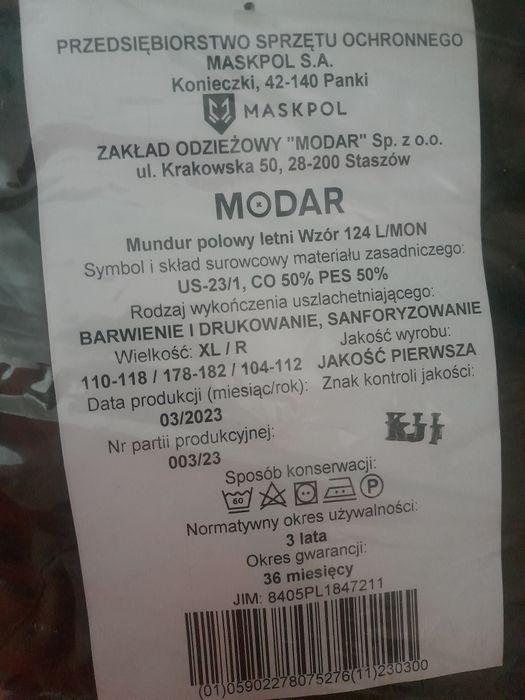 Mundur polowy 124L letni XL/R