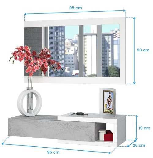 Movel de Entrada Branco e Cinza