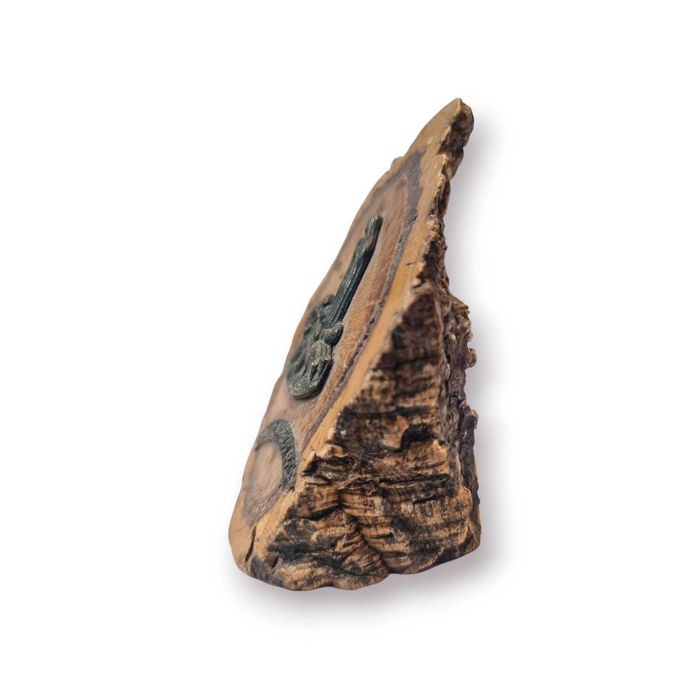 Pequeno Oratório Devocional Madeira Natural – Aplique Metálico