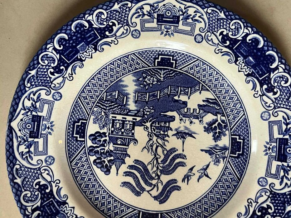 Talerz ceramiczny willow niebieski wzór chiński 18 cm kobalt