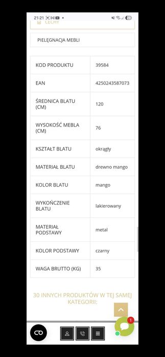 Stół okrągły- drewno mango