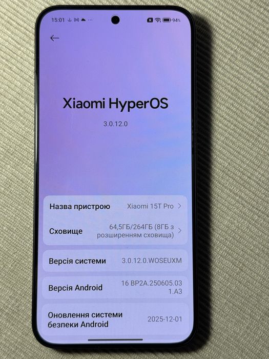 Xiaomi 15 T pro офіційний 12/256 зарічдне 120w