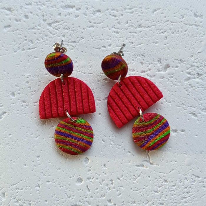 Kolczyki z gliny polimerowej - "Frida I" - handmade