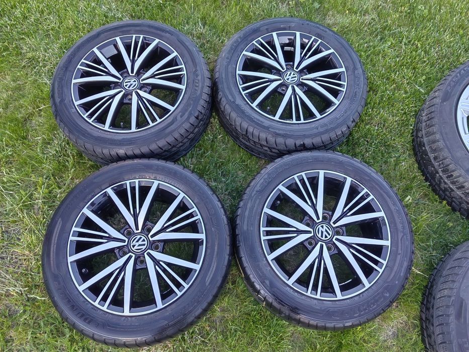Koła LATO Alu Vw Golf VI VII PLUS Caddy Touran Passat 205/55R16 Dunlop BluResponse Sportvan Kombi Eos OEM Oryginał 5G0601025CD polerowane BiKolor