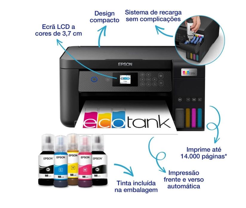 Impressora EPSON EcoTank ET-2851 Multifunções - Jato de Tinta - Wi-Fi