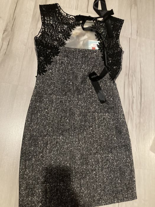 Mini szara sukienka S