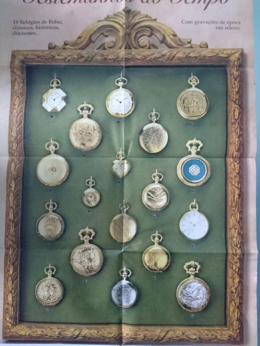 Relógios de bolso + Moldura em madeira