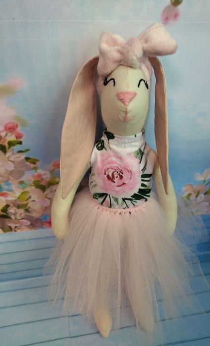 Królik tilda szyty bawełna baletnica tiul
