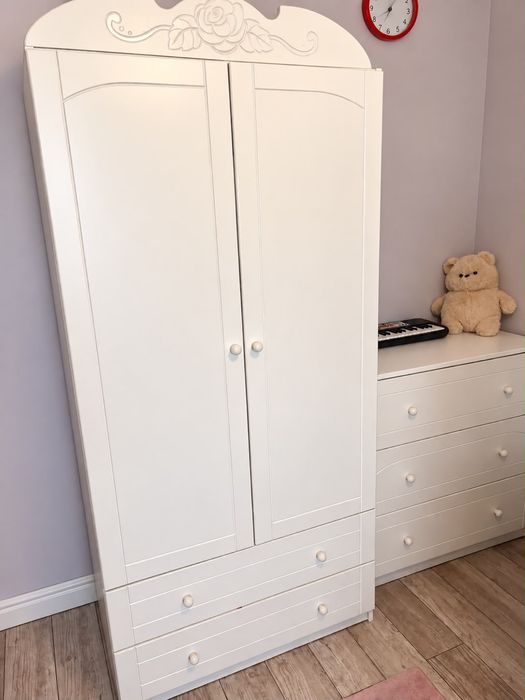 MEBLIK BIANCO FIORI – szafa + komoda + regał/słupek