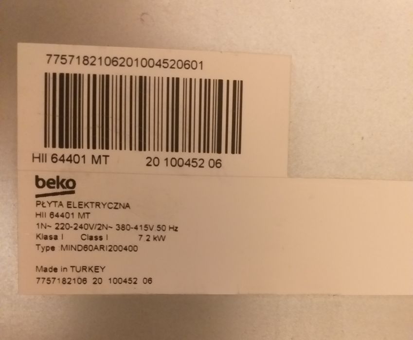 Płyta indukcyjna Beko HII 64401 MT