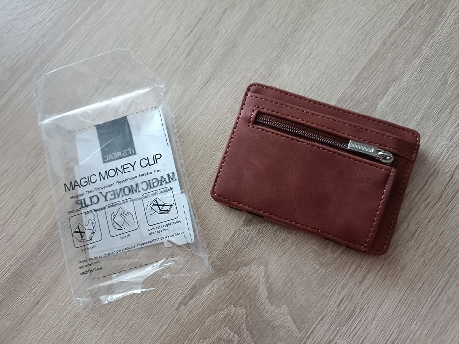 Ultra Cienki Męski Portfel Mini, brązowy