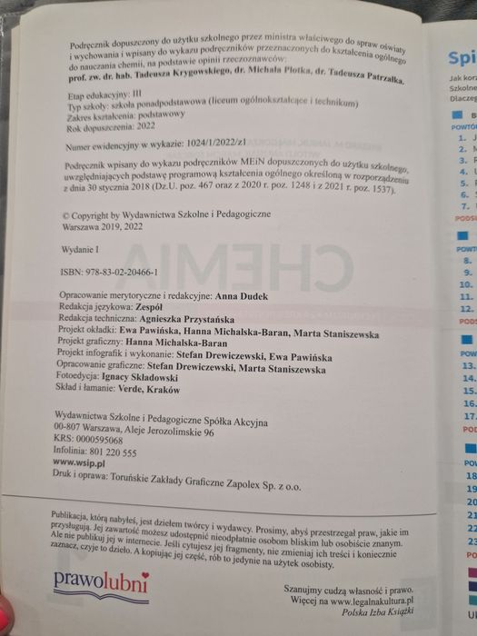 Chemia Nowa Edycja Wsip podręcznik liceum  I technikum