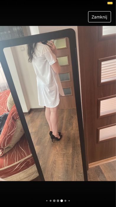 Biała sukienka/tunika z koszulowego materiału, Reserved