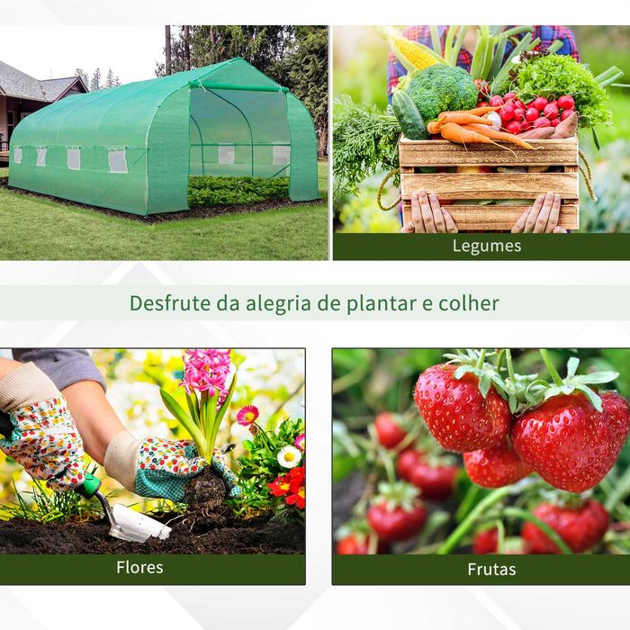 Túnel para cultivo 600x300x200 cm verde em aço e PE 18 m²
