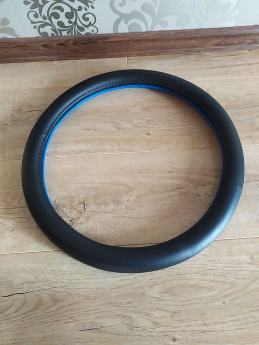 Чохол на кермо, руль, універсальний, екошкіра, 43-46 см, чорно/синій