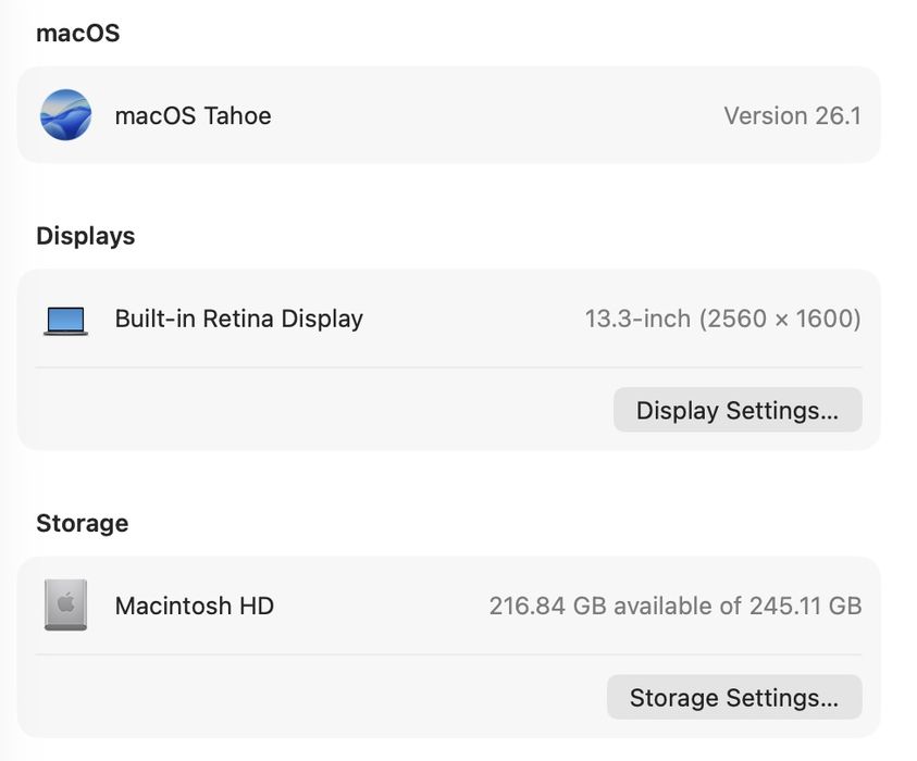 MacBook Air M1 16Gb RAM 256Gb SSD