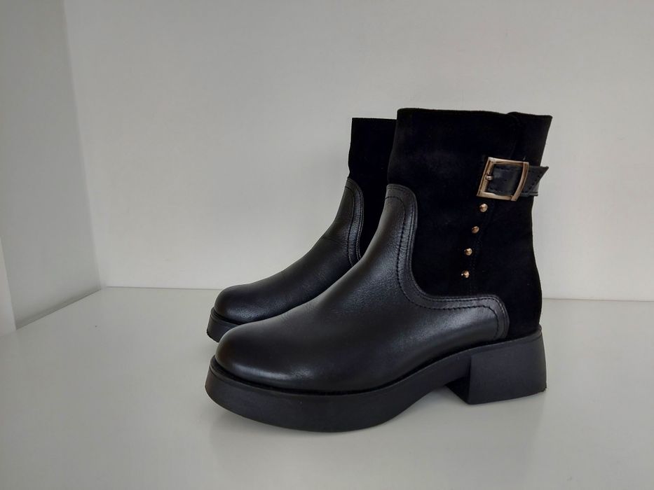 Buty botki skórzane ocieplane w rozmiarze 37