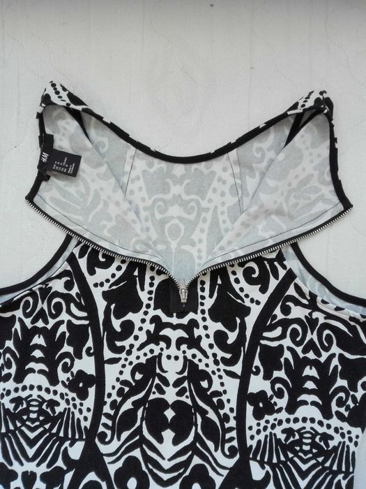 sukienka bawełniana bez rękawów, M, 38 z H&M, biało-czarna