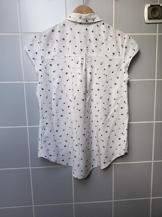 Damska biała koszula w serca serduszka na krótki rękaw C&A rozmiar 38
