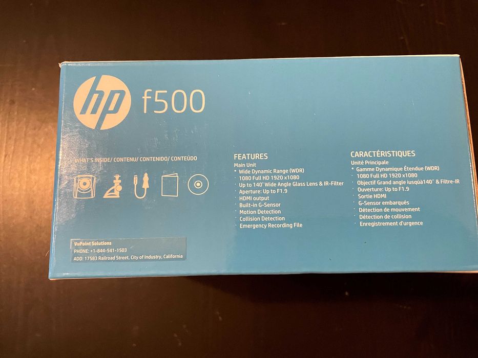 Câmera de filmar para automóvel F500 HP