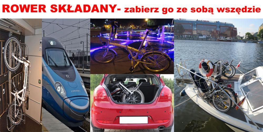 Aluminiowy rower składany SKŁADAK MIFA 7- biegów SHIMANO bagażnik