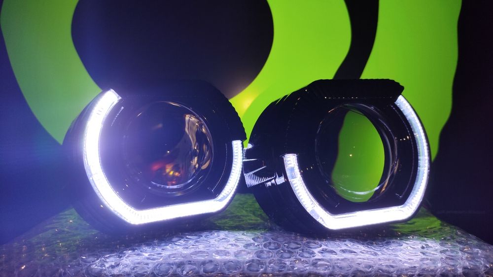 Би-лед Светодиодные линзы Bi-LED H4-H7 "2.5" 6000К 45-52Вт.
