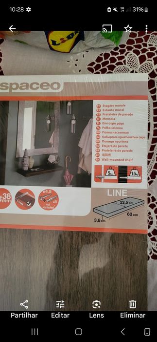 Prateleira 60x29,5 cm