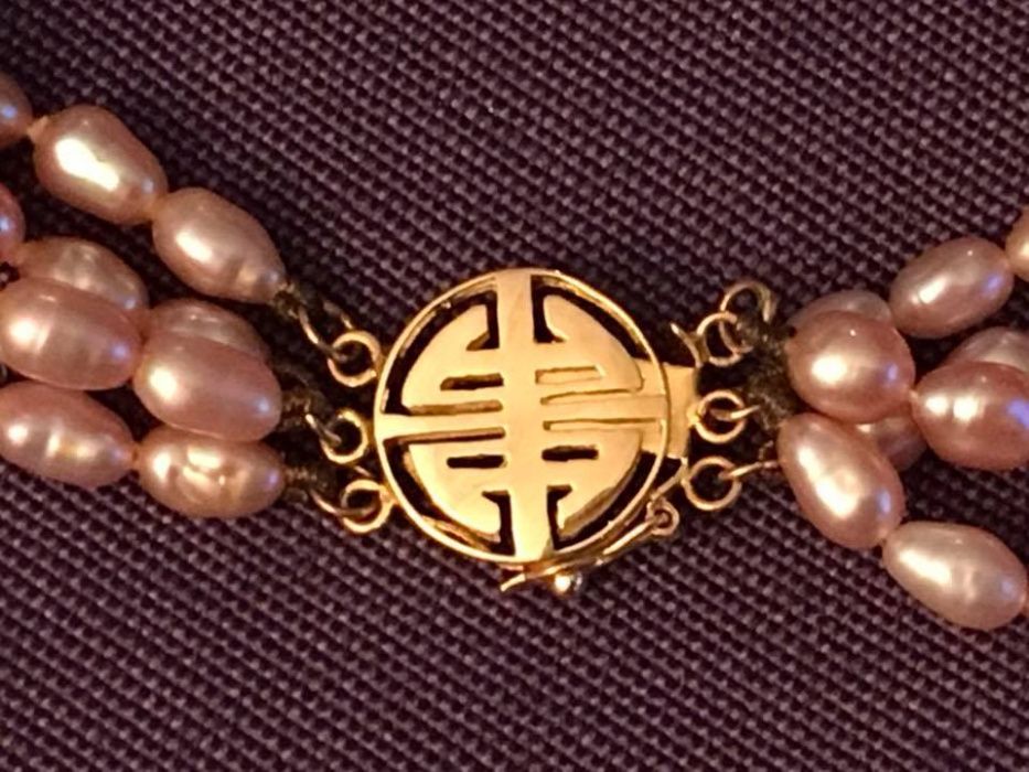 Colar de pérolas barrocas japonesas com fecho em ouro de 14k