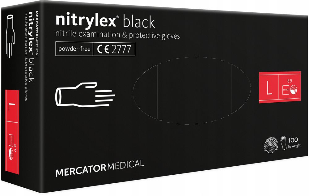 Rękawice nitrylowe 100 sztuk / czarne / rozmiar: 9 - l / nitrylex blac