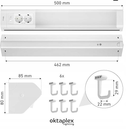 Oktaplex Talin 50 Cm Lampa  Z Gniazdkiem Kuchennym Led 230V 9,7W