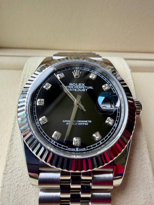 Чоловічий Годинник Rolex Datejust 41 Чорний Ролекс з сапфірами, Швейцарський механізм 3235