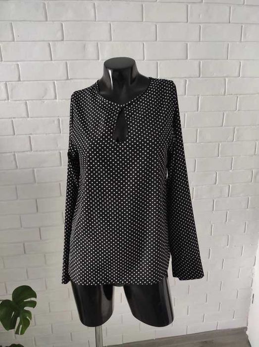 Elegancka bluzka koszula do pracy do biura czarna w kropeczki