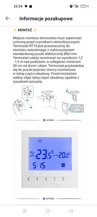 Sterownik regulator temperatury przewodowy Afriso